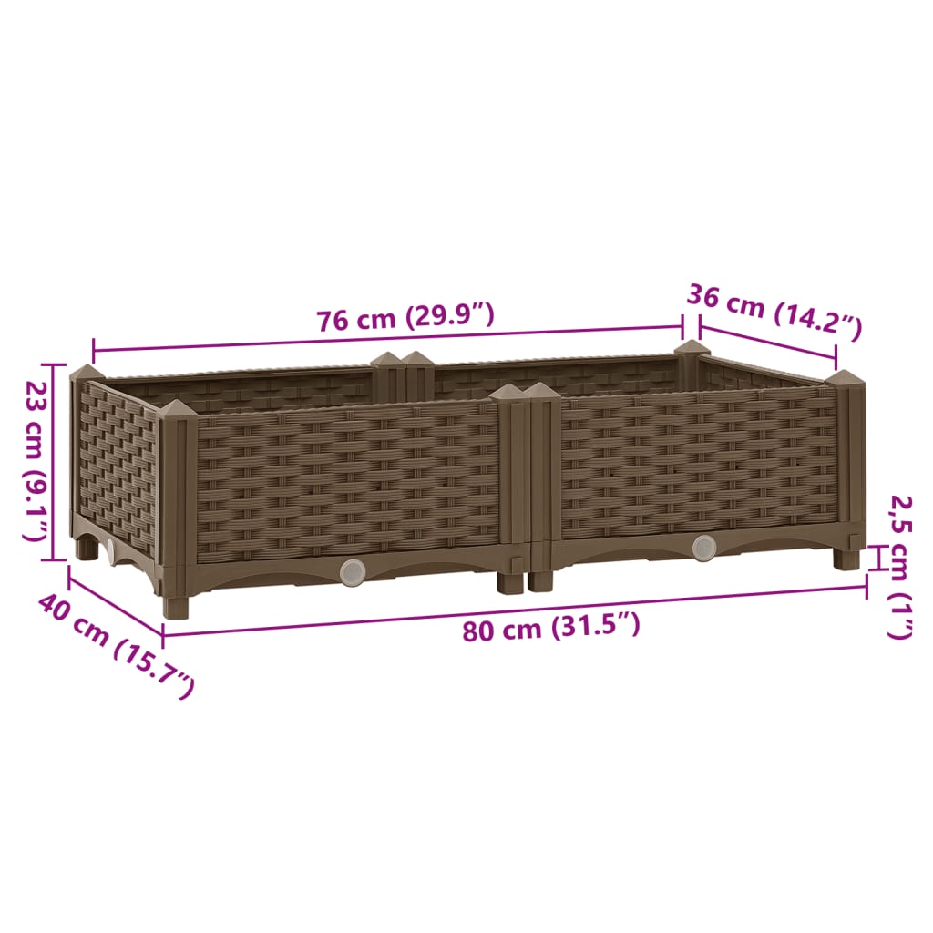 højbed 80x40x23 cm polypropylen