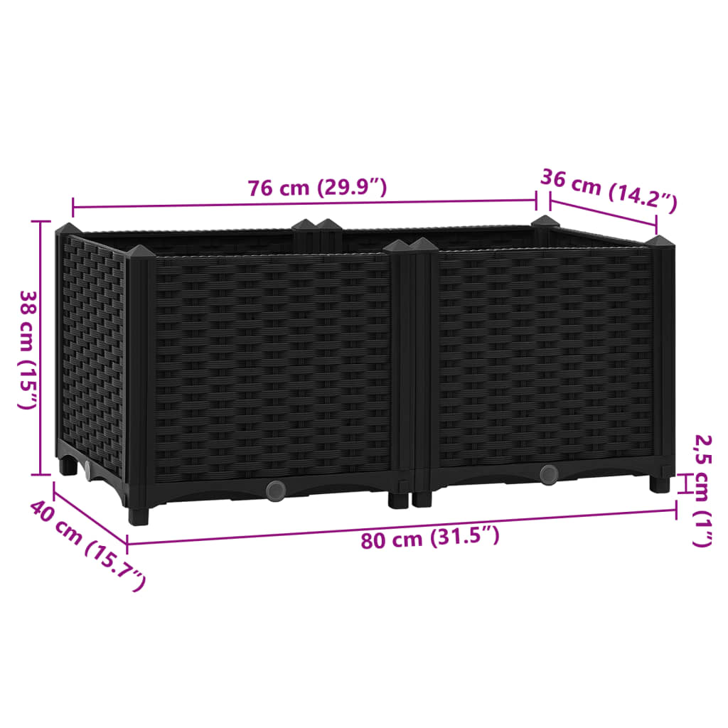 højbed 80x40x38 cm polypropylen