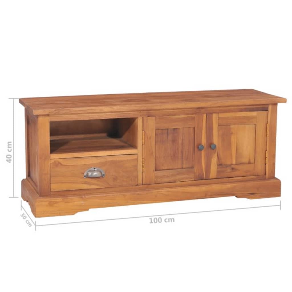 tv-bord 100x30x40 cm massivt teaktræ