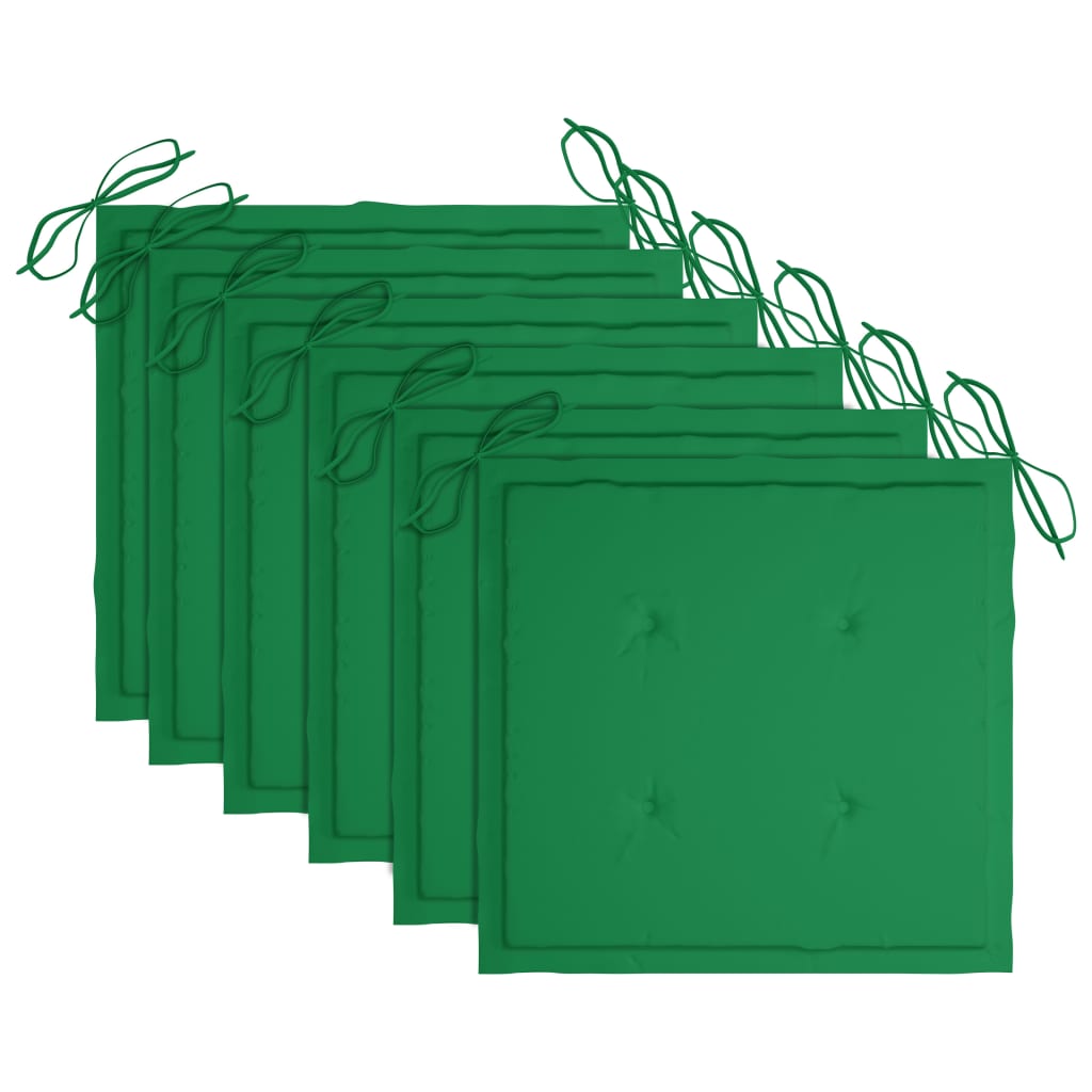 havestole 6 stk. med hynder massivt teaktræ