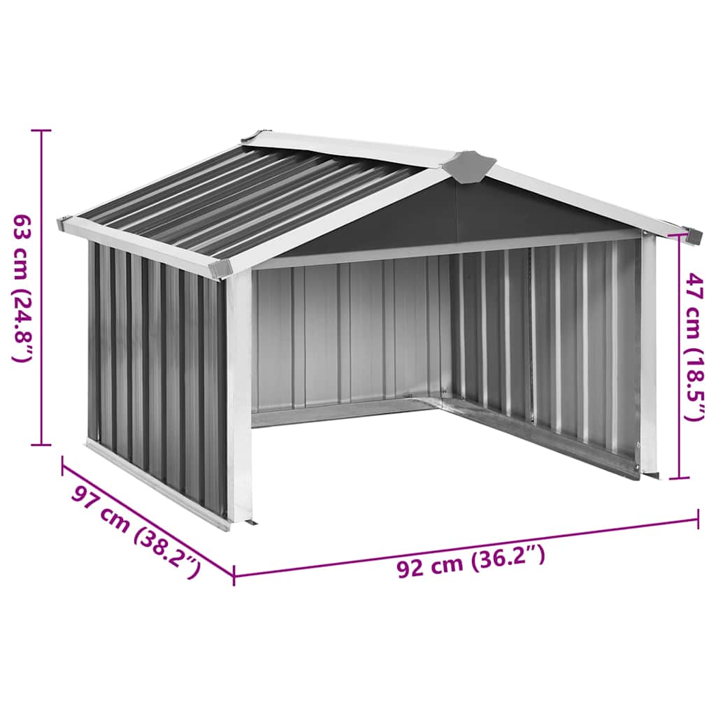 skur til robotplæneklipper 92x97x63 cm galvaniseret stål grå