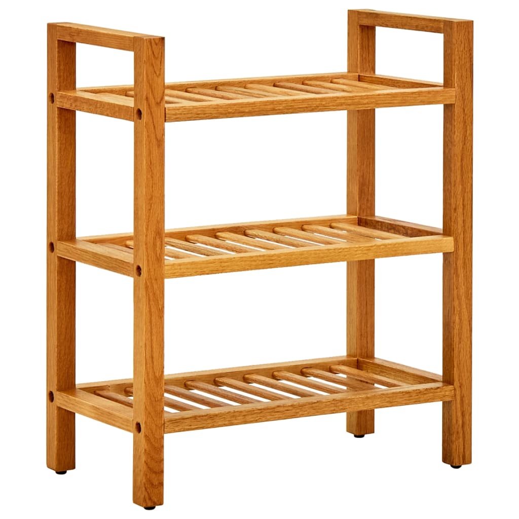 skostativ med 3 hylder 50x27x60 cm massivt egetræ