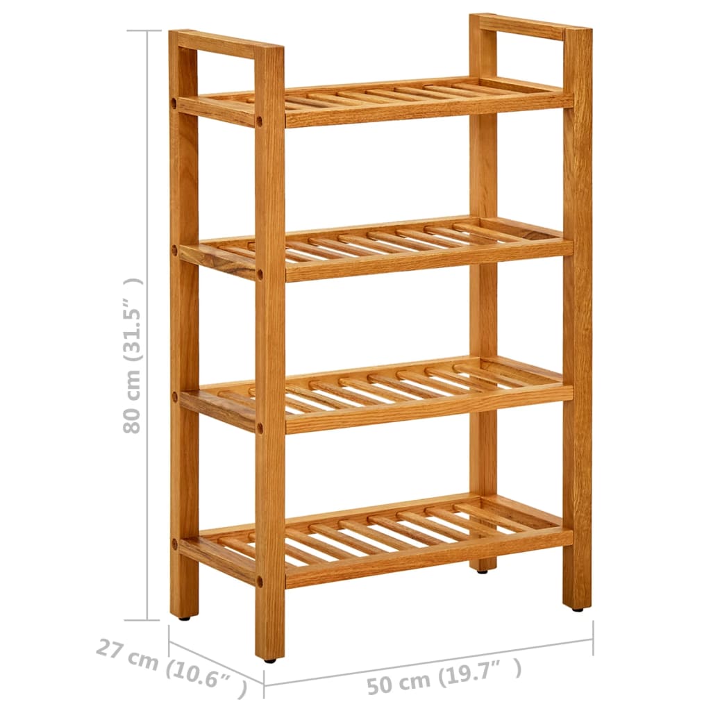 skostativ med 4 hylder 50x27x80 cm massivt egetræ