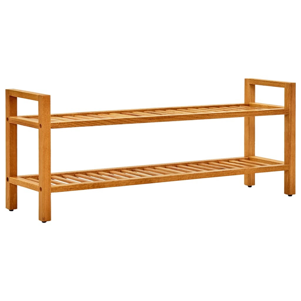 skostativ med 2 hylder 100x27x40 cm massivt egetræ
