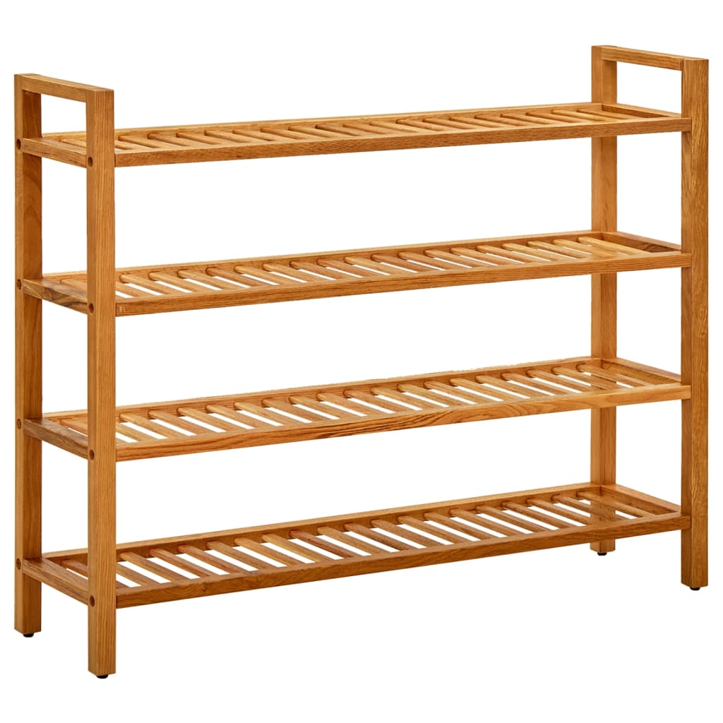 skostativ med 4 hylder 100x27x80 cm massivt egetræ