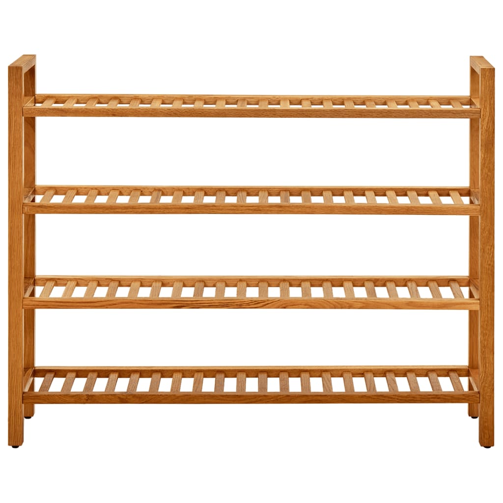 skostativ med 4 hylder 100x27x80 cm massivt egetræ