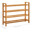 skostativ med 4 hylder 100x27x80 cm massivt egetræ