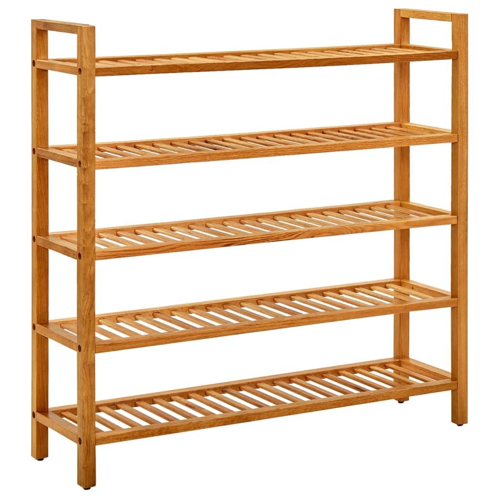skostativ med 5 hylder 100x27x100 cm massivt egetræ