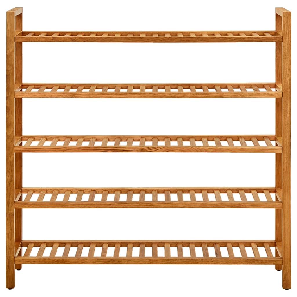 skostativ med 5 hylder 100x27x100 cm massivt egetræ