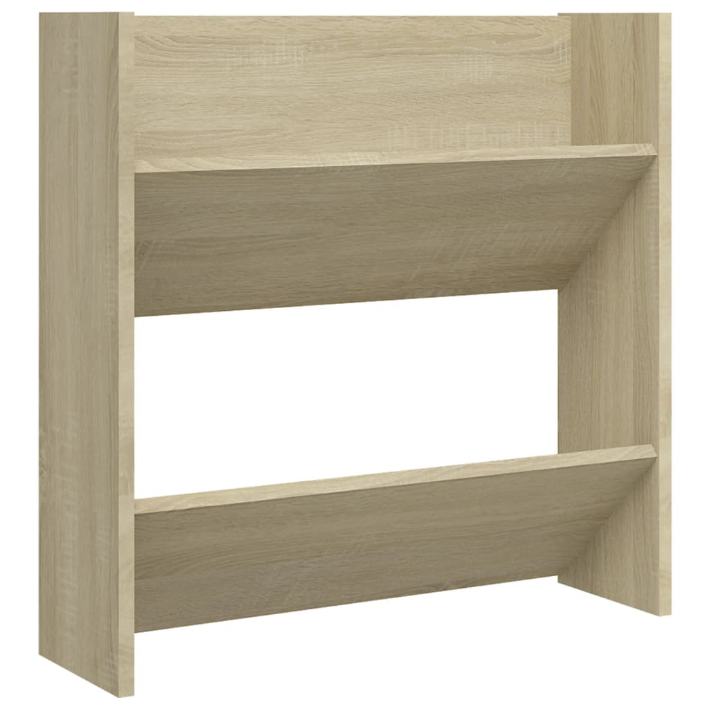væghængt skoskab 2 stk. 60x18x60 cm konstrueret træ sonoma-eg