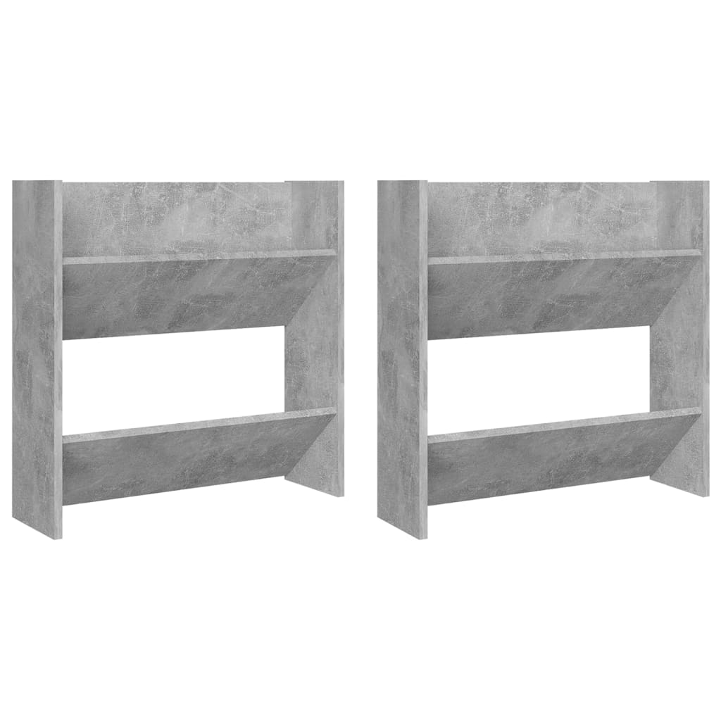 væghængt skoskab 2 stk. 60x18x60 cm konstrueret træ betongrå
