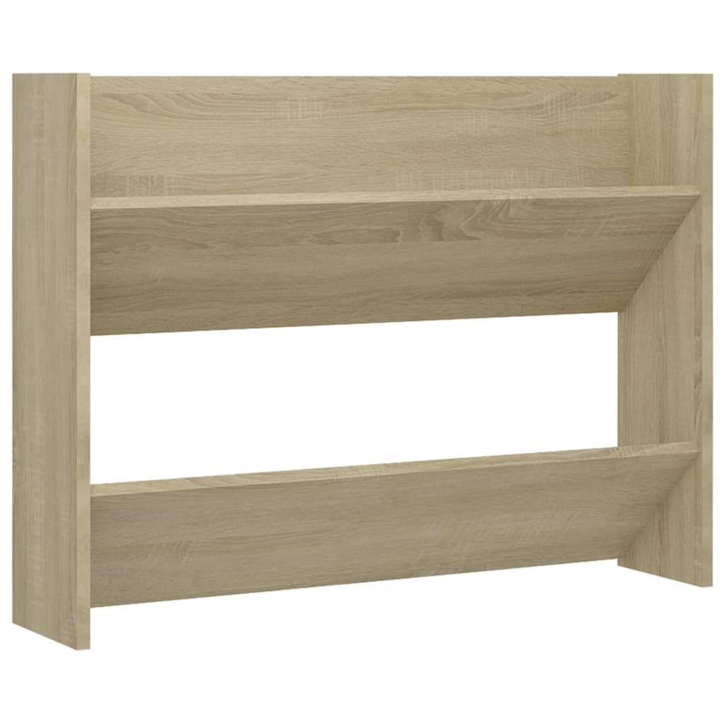 væghængt skoskab 2 stk. 80x18x60 cm konstrueret træ sonoma-eg