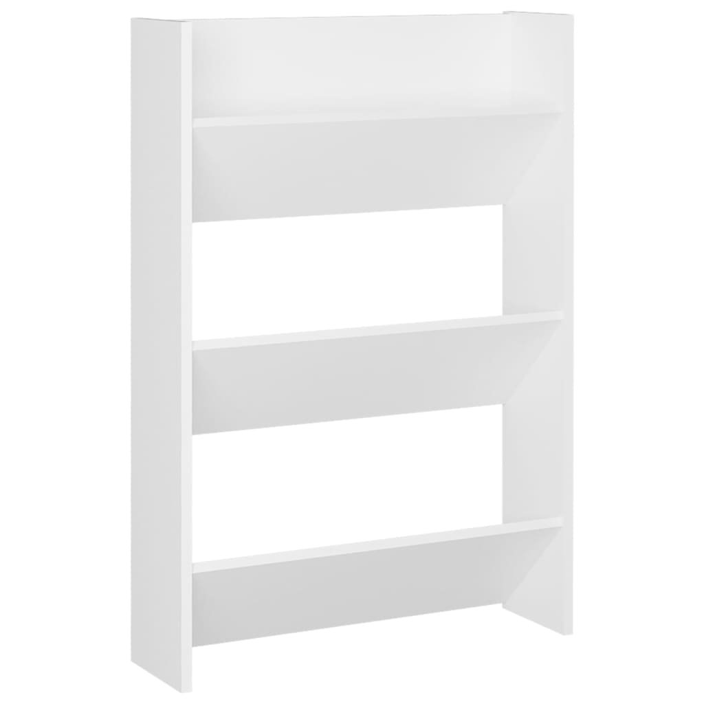 væghængte skoskabe 2 stk. 60x18x90 cm spånplade hvid