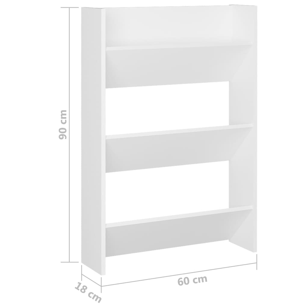 væghængte skoskabe 2 stk. 60x18x90 cm spånplade hvid