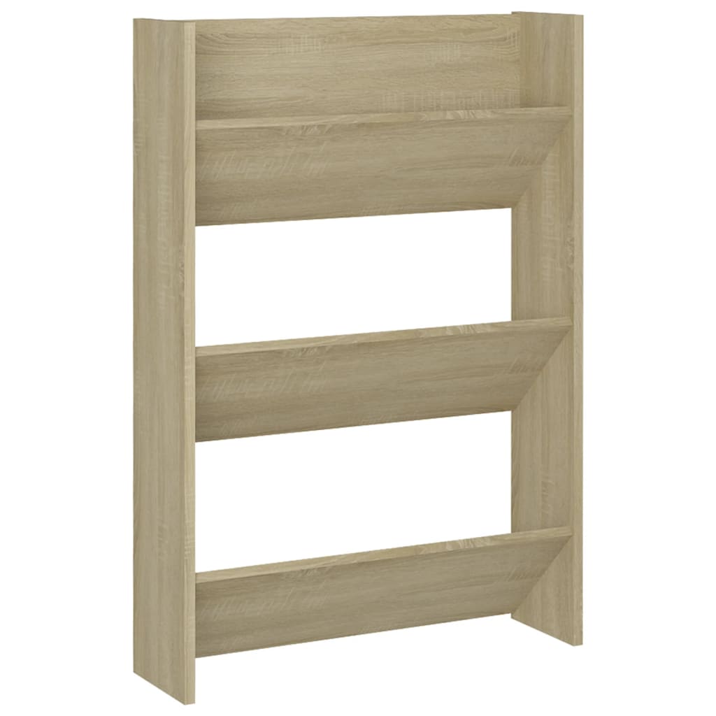 væghængt skoskab 60x18x90 cm spånplade sonoma-eg
