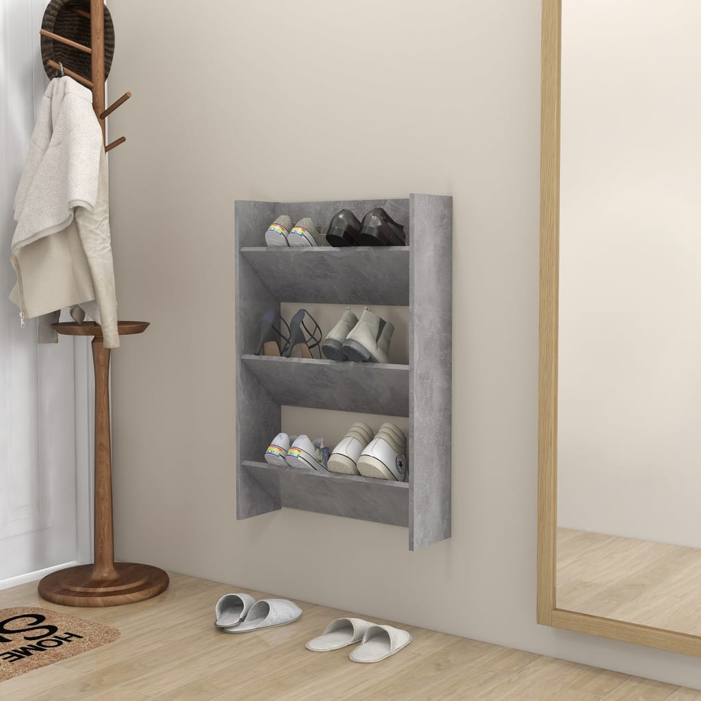 væghængt skoskab 60x18x90 cm spånplade betongrå