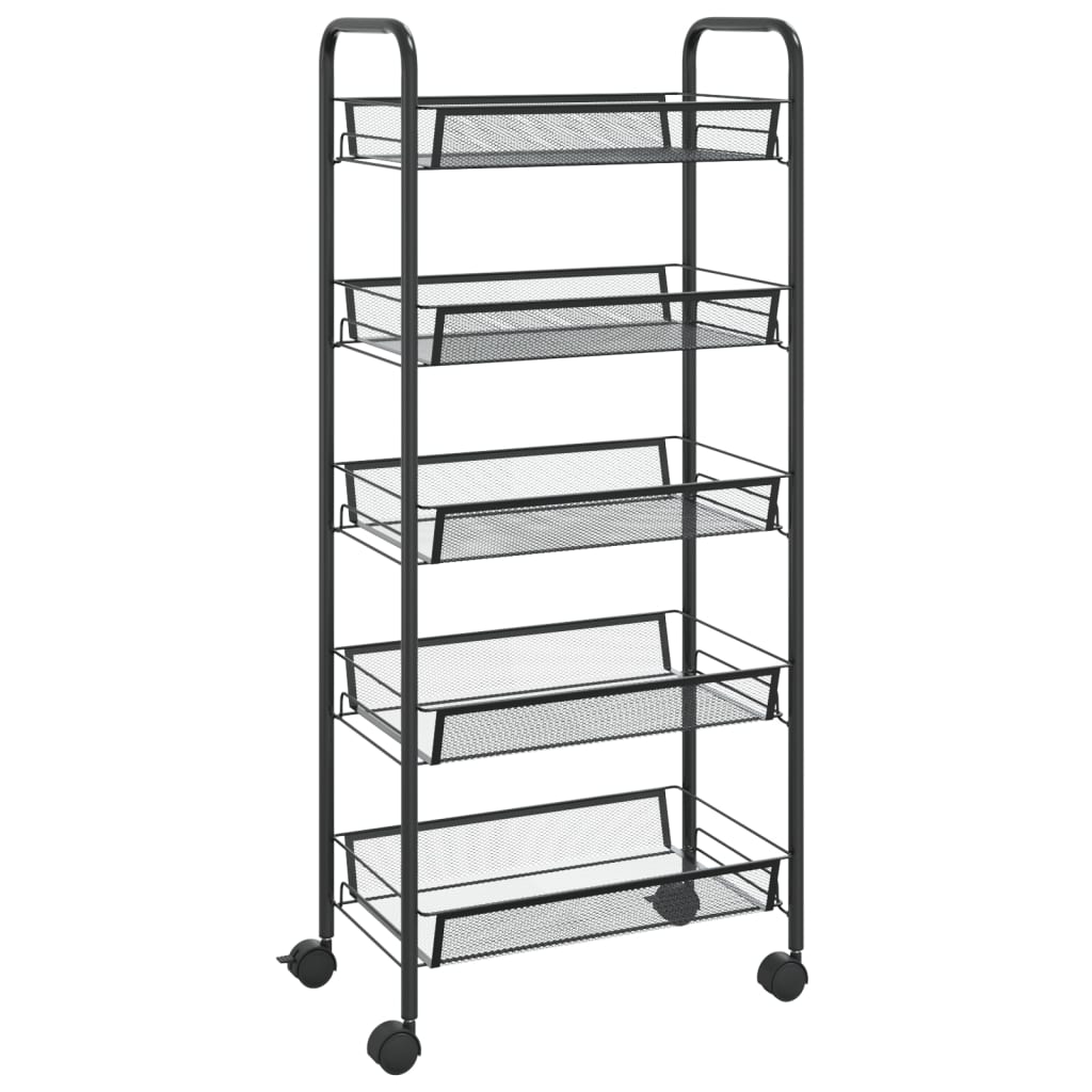 køkkenvogn med 5 hylder 46x26x105 cm jern sort