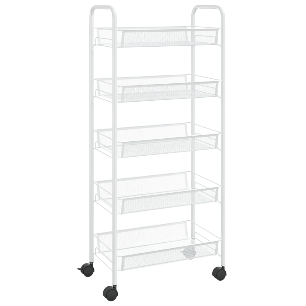 køkkenvogn med 5 hylder 46x26x105 cm jern hvid