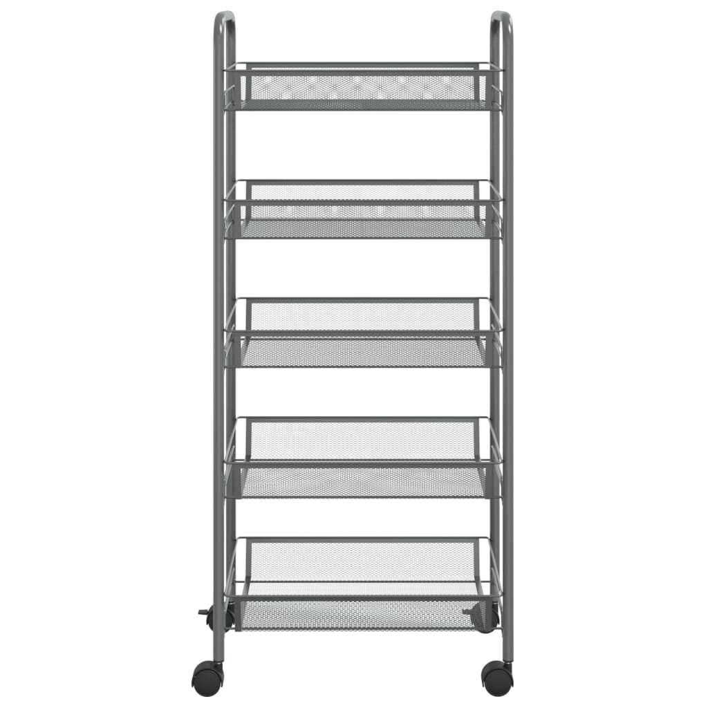 køkkenvogn med 5 hylder 46x26x105 cm jern grå