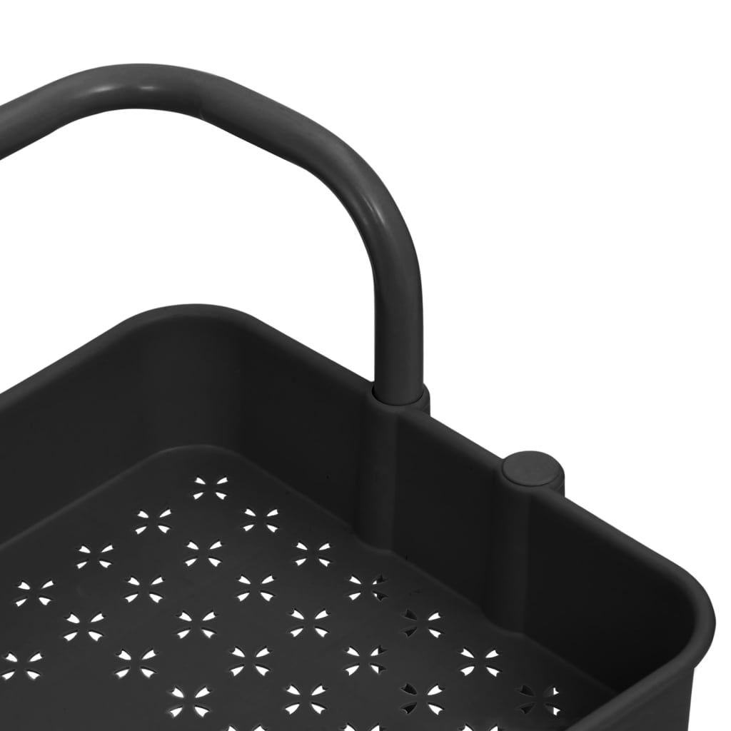 køkkenvogn med 3 hylder 42x35x85 cm jern og ABS sort