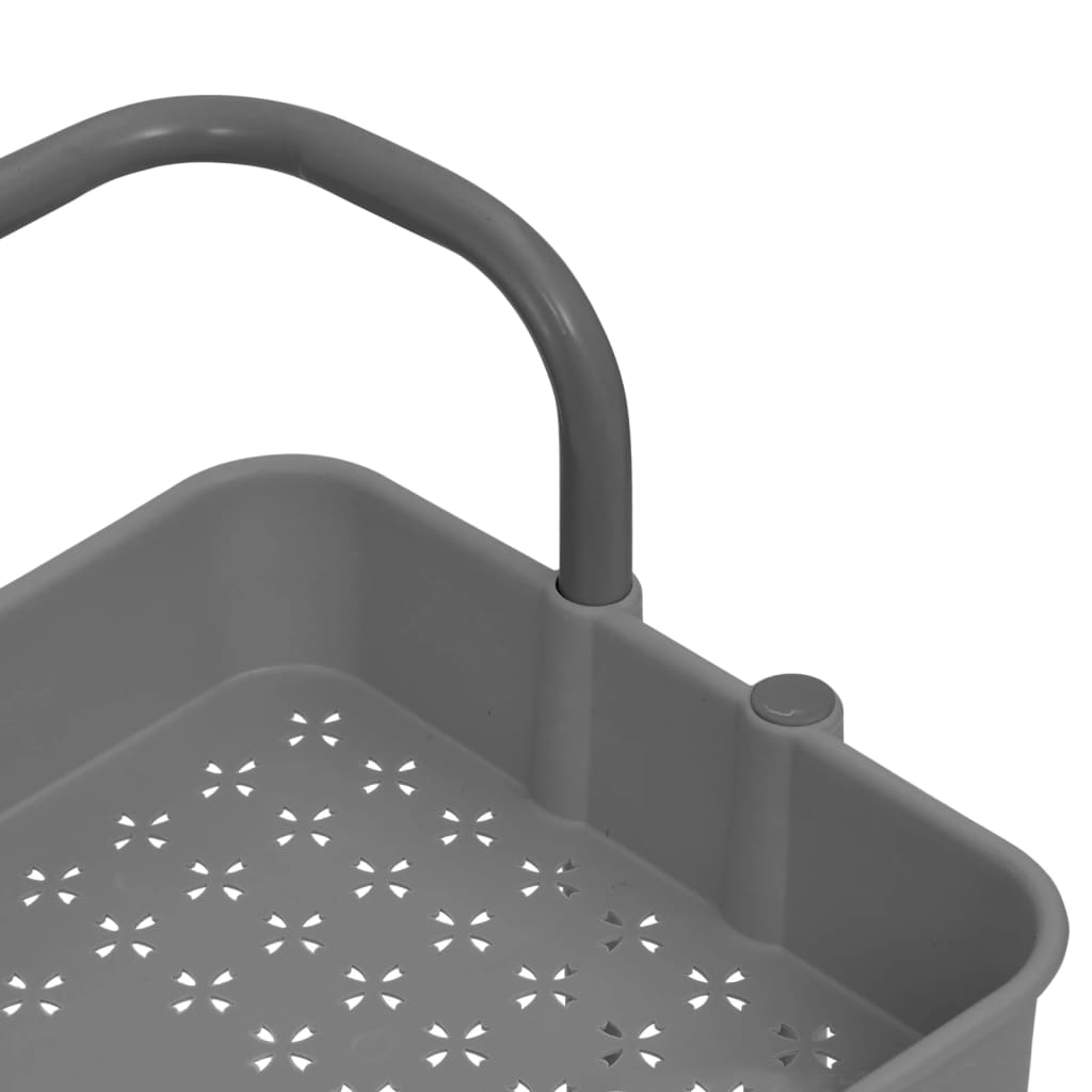 køkkenvogn med 3 hylder 42x35x85 cm jern og ABS grå