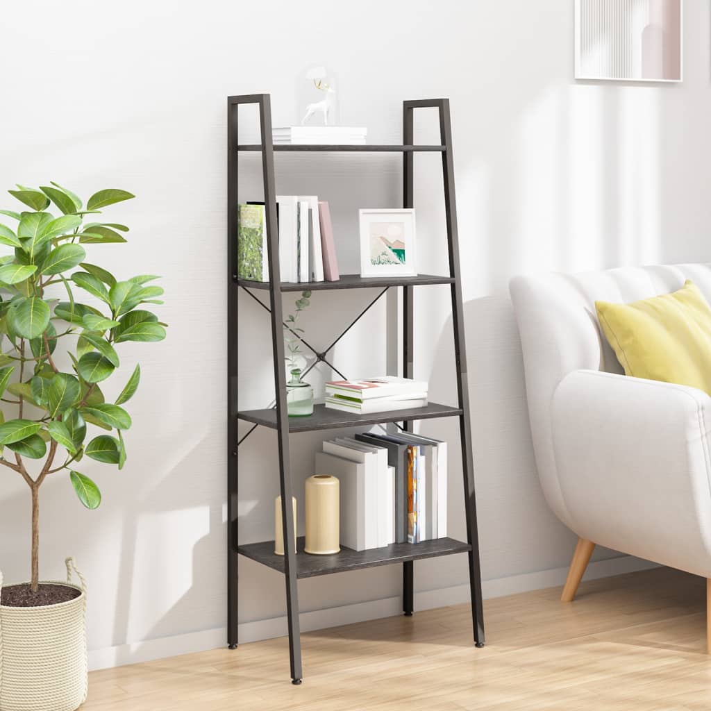 stigereol med 4 hylder 56x35x140 cm sort
