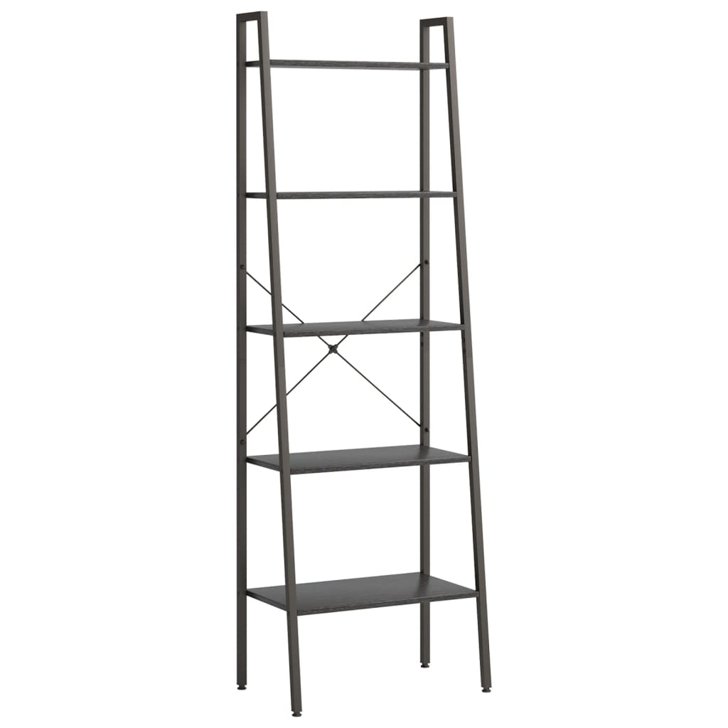 stigereol med 5 hylder 56x35x174 cm sort