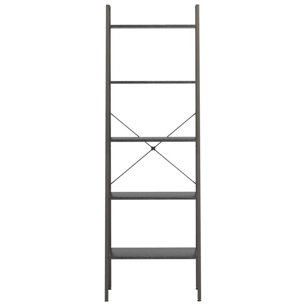 stigereol med 5 hylder 56x35x174 cm sort