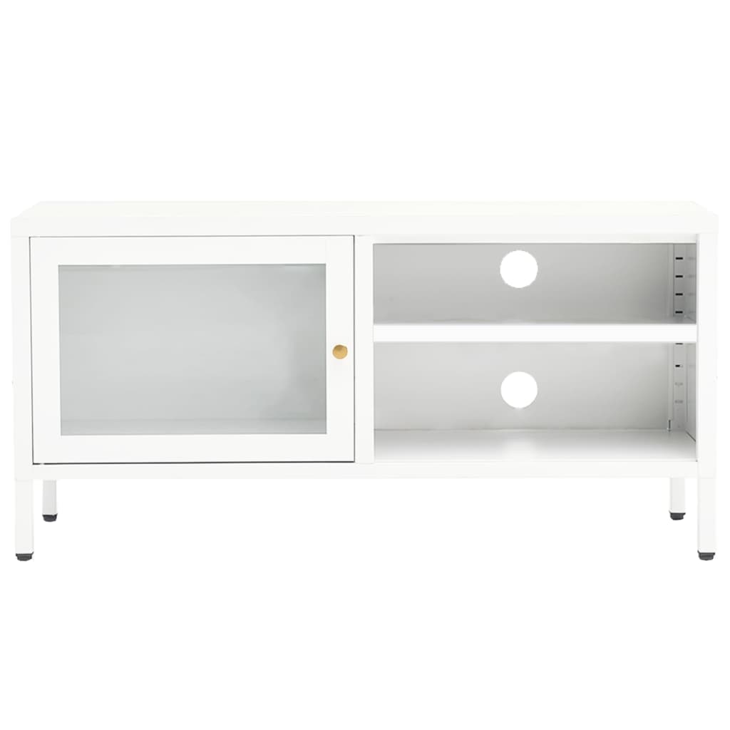 tv-skab 90x30x44 cm stål og glas hvid