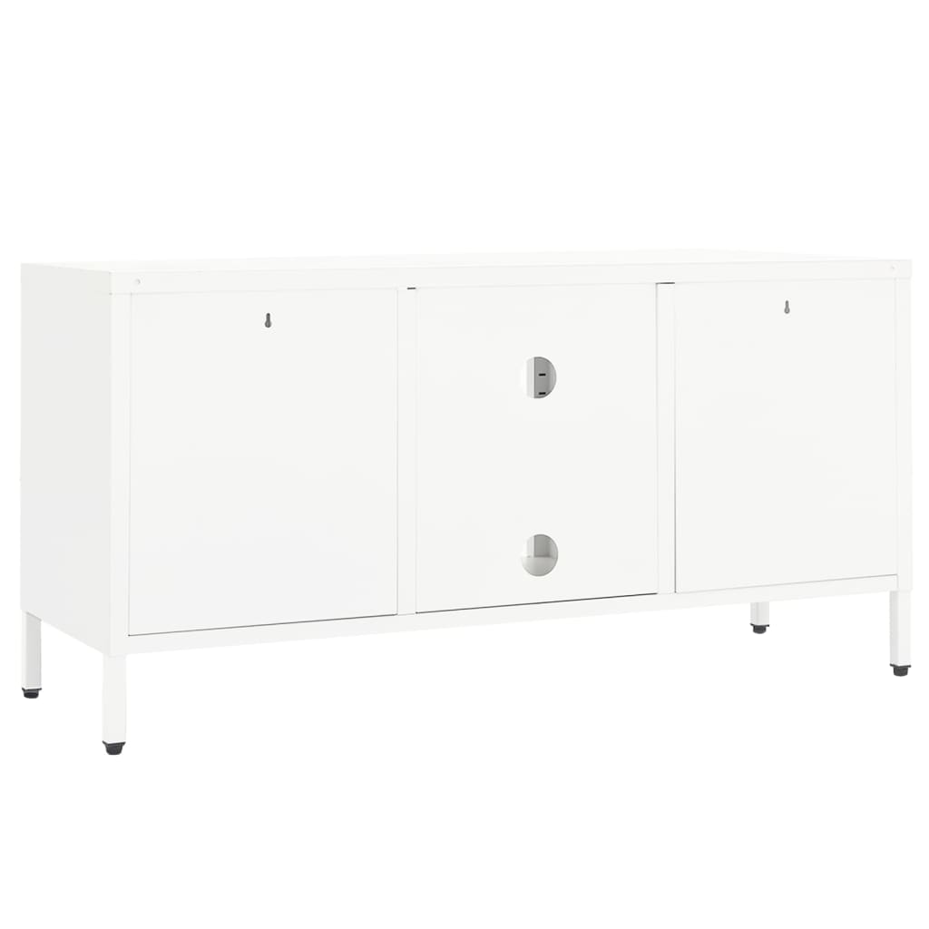 tv-skab 105x35x52 cm stål og glas hvid