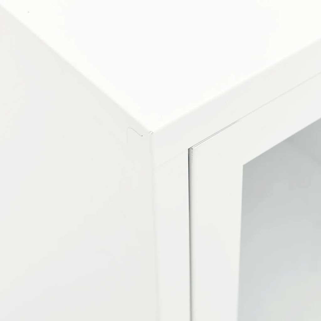 tv-skab 105x35x52 cm stål og glas hvid