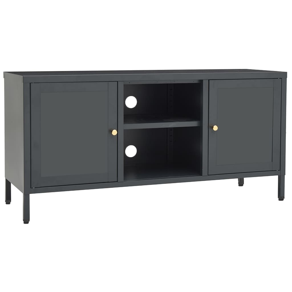 tv-skab 105x35x52 cm stål og glas antracitgrå