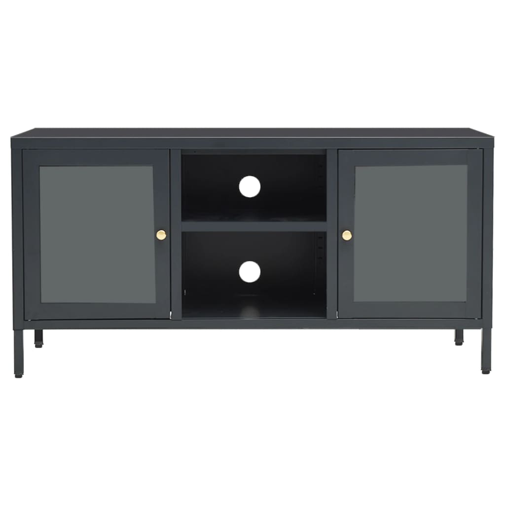 tv-skab 105x35x52 cm stål og glas antracitgrå