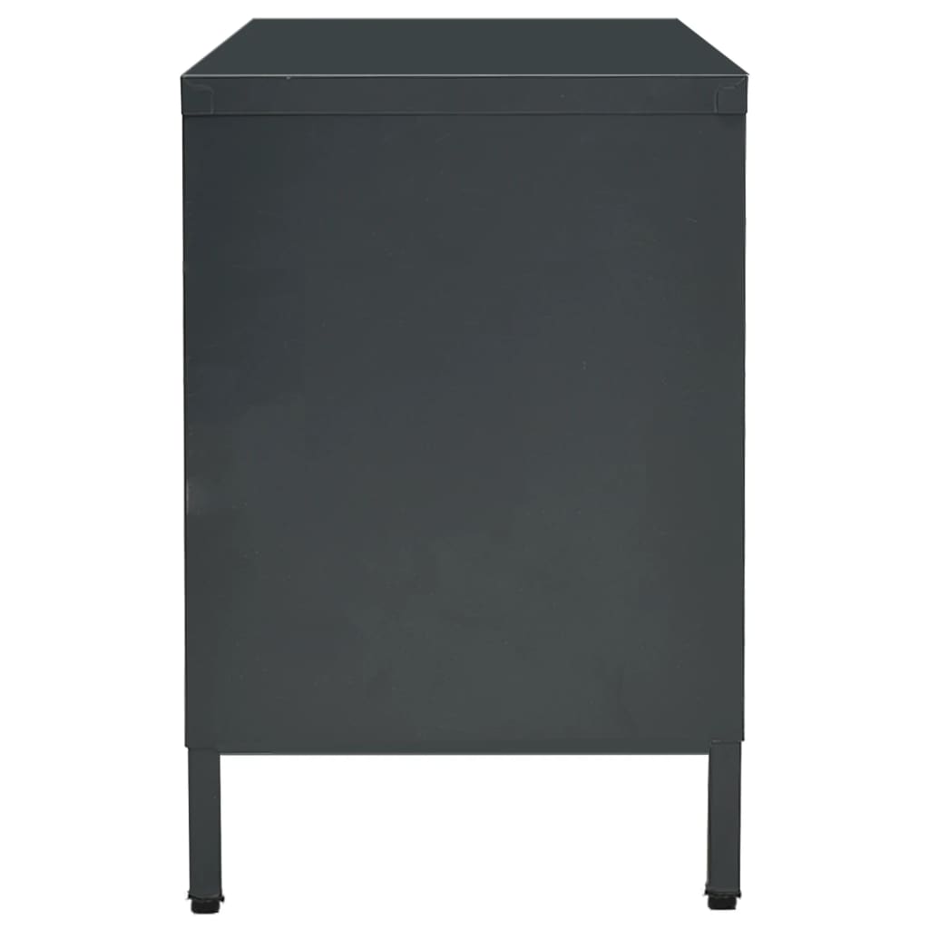tv-skab 105x35x52 cm stål og glas antracitgrå