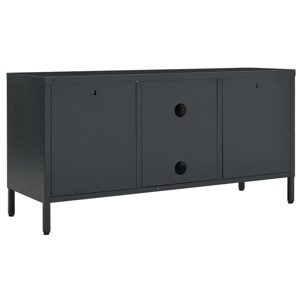 tv-skab 105x35x52 cm stål og glas antracitgrå