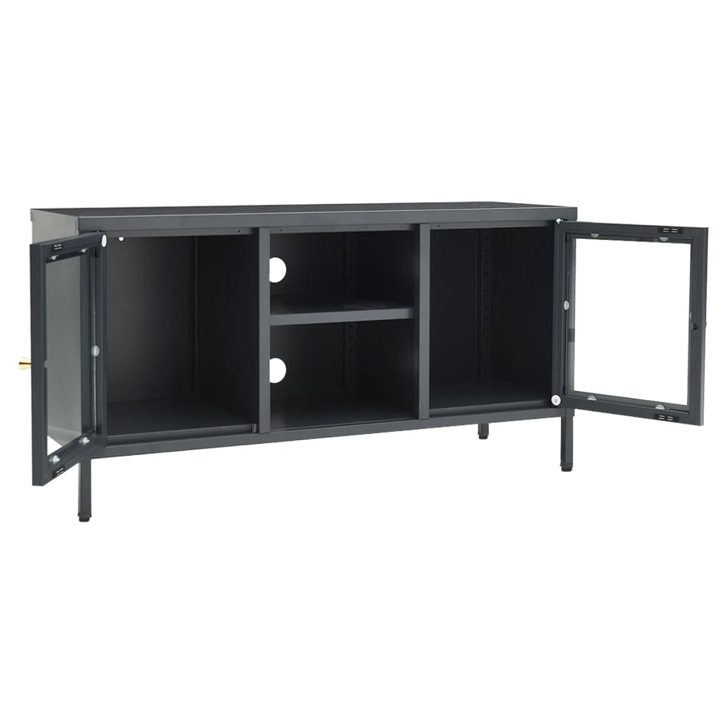 tv-skab 105x35x52 cm stål og glas antracitgrå