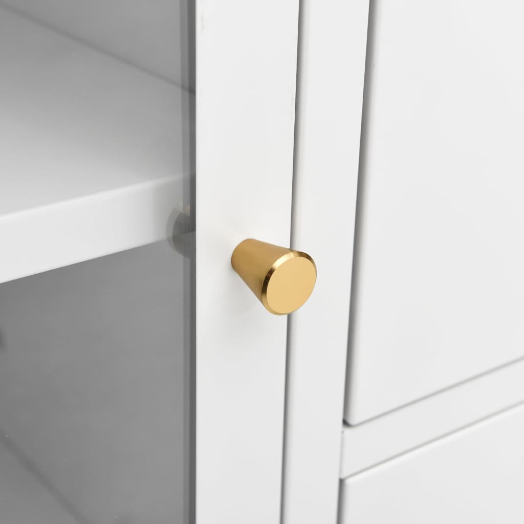 skænk 75x35x70 cm stål og hærdet glas hvid