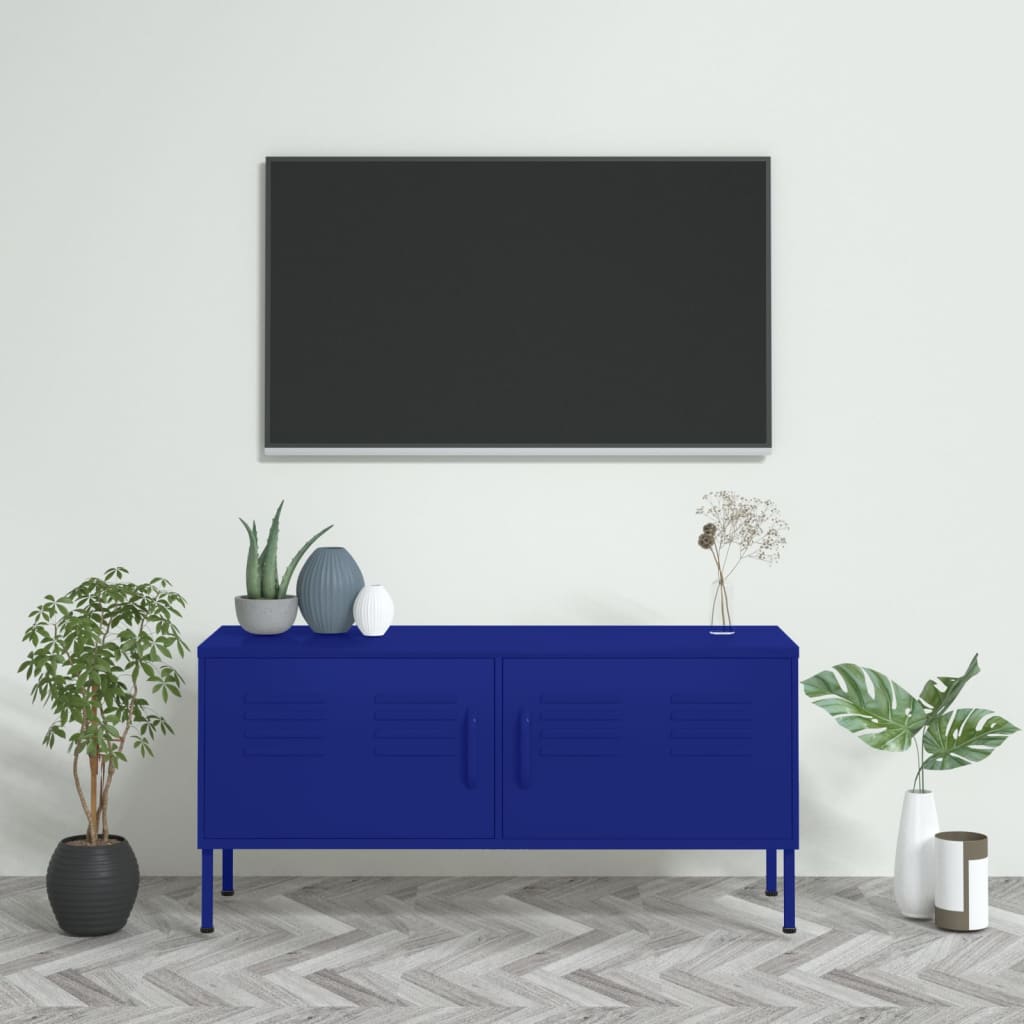 tv-skab 105x35x50 cm stål Marineblå