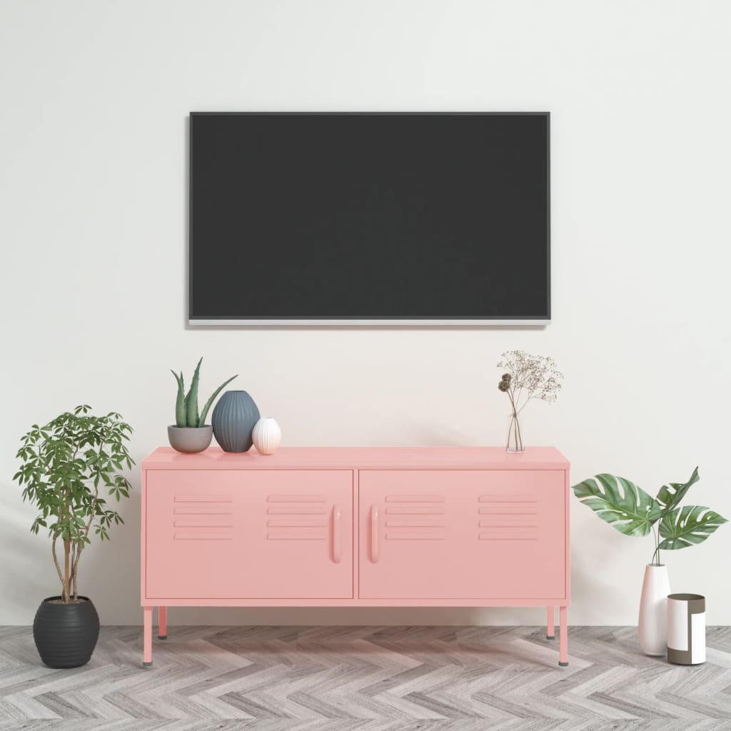 tv-skab 105x35x50 cm stål Lyserød