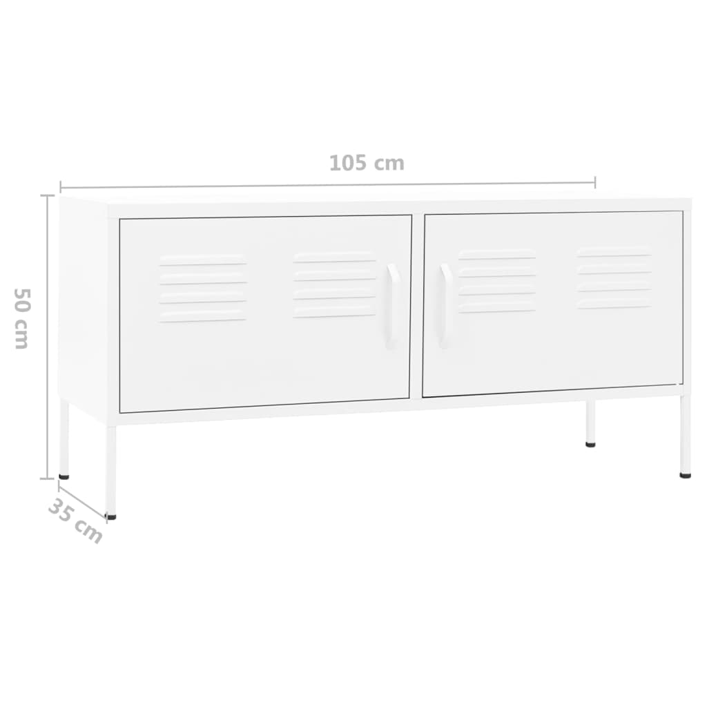 tv-skab 105x35x50 cm stål Hvid