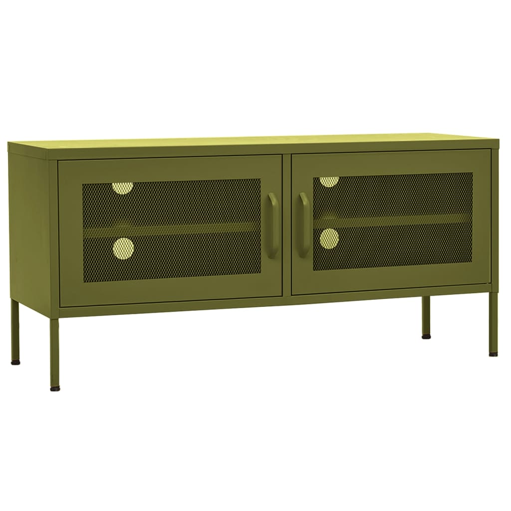 tv-skab 105x35x50 cm stål olivengrøn