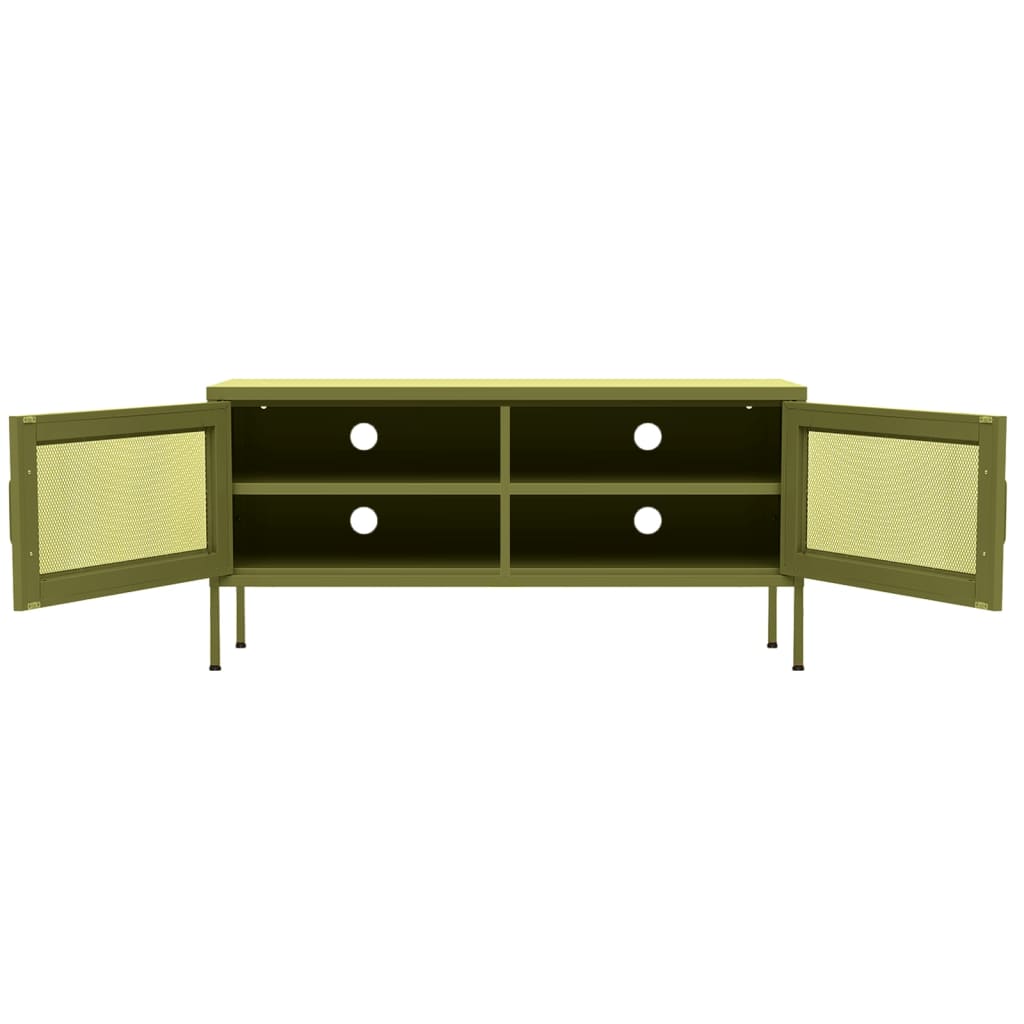 tv-skab 105x35x50 cm stål olivengrøn