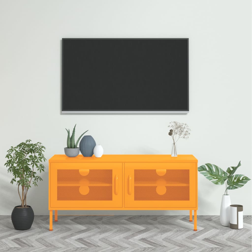 tv-skab 105x35x50 cm stål Sennepsgul