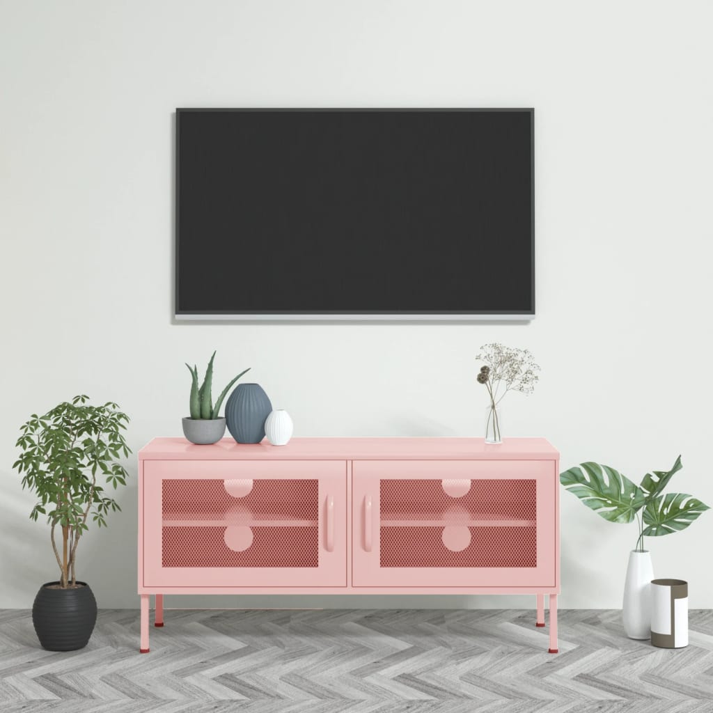 tv-skab 105x35x50 cm stål Lyserød
