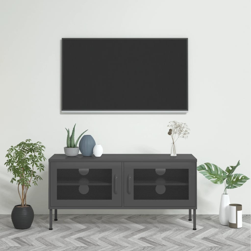tv-skab 105x35x50 cm stål Antracitgrå