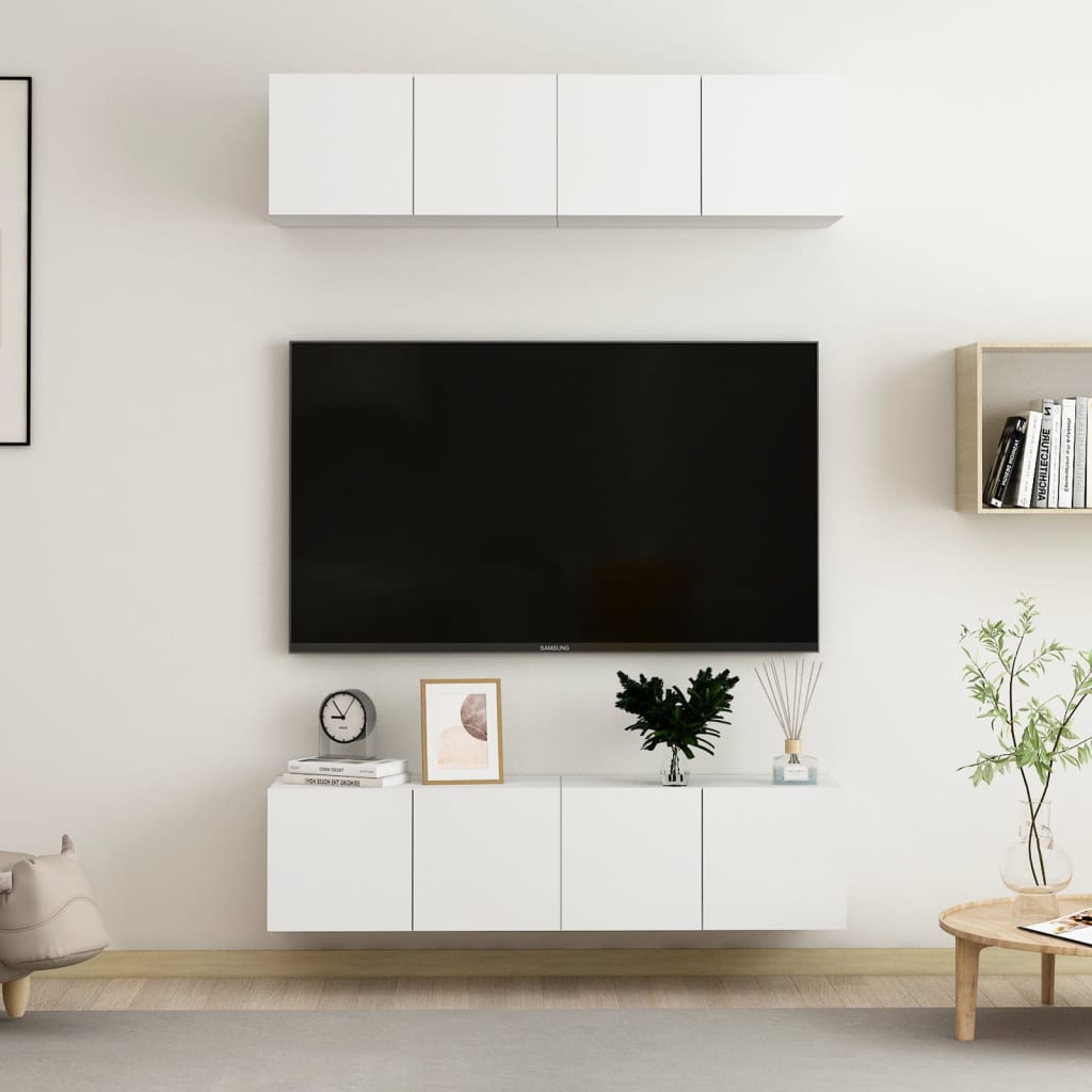 tv-borde 4 stk. 60x30x30 cm konstrueret træ hvid