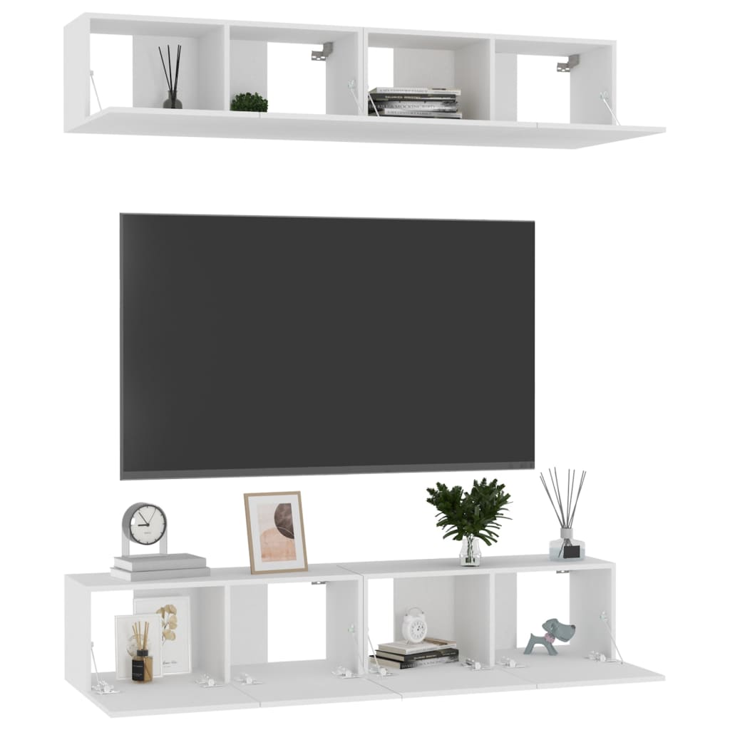tv-skabe 4 stk. 80x30x30 cm konstrueret træ hvid