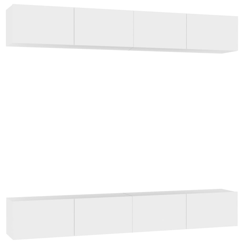 tv-skabe 4 stk. 100x30x30 cm konstrueret træ hvid