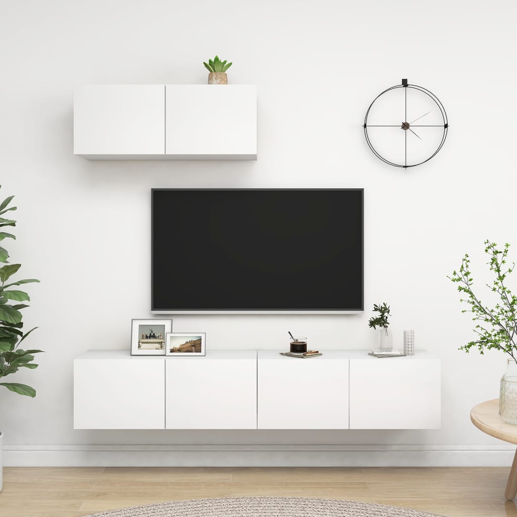tv-skabe 3 stk. konstrueret træ hvid