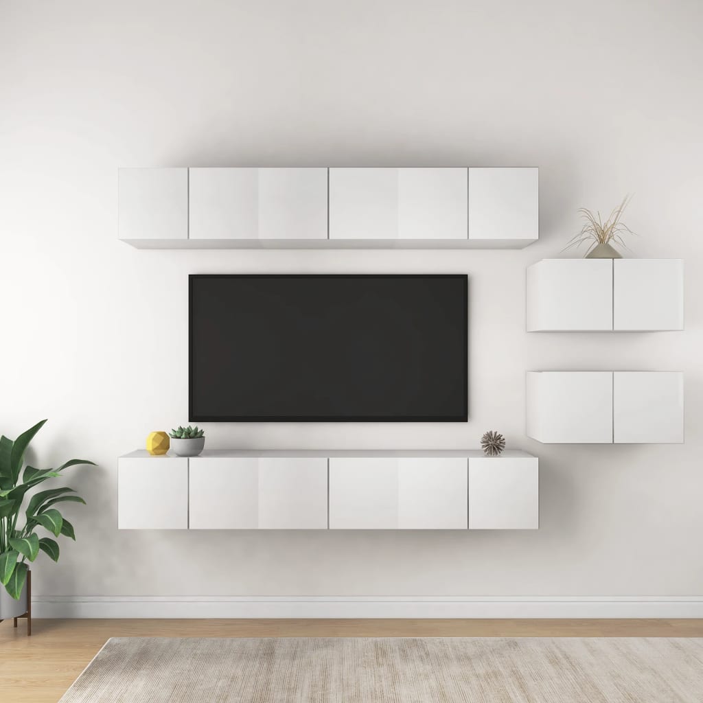 tv-skabe 8 stk. konstrueret træ hvid
